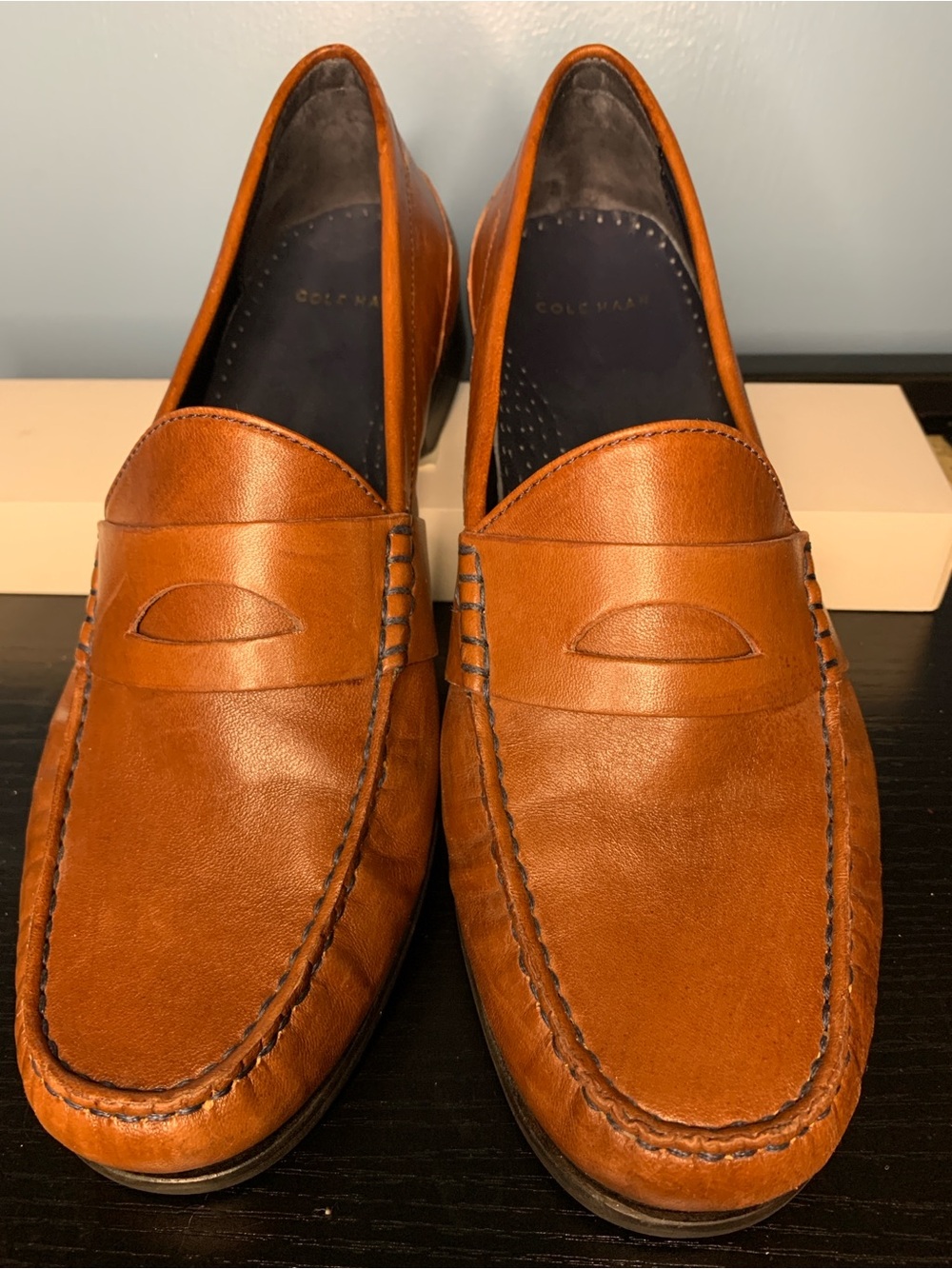 Cole Haan Men's Cognac Leather Penny Loafers